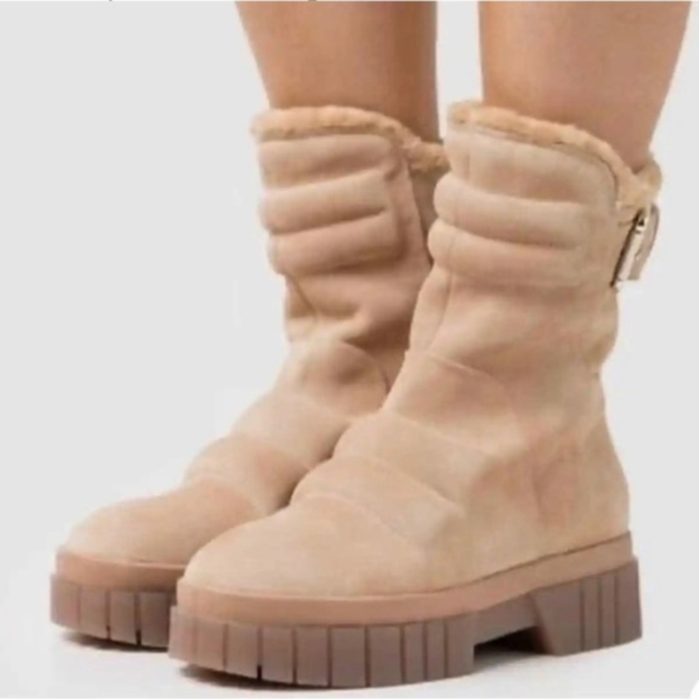 Free People Tan Combat & Moto Boots